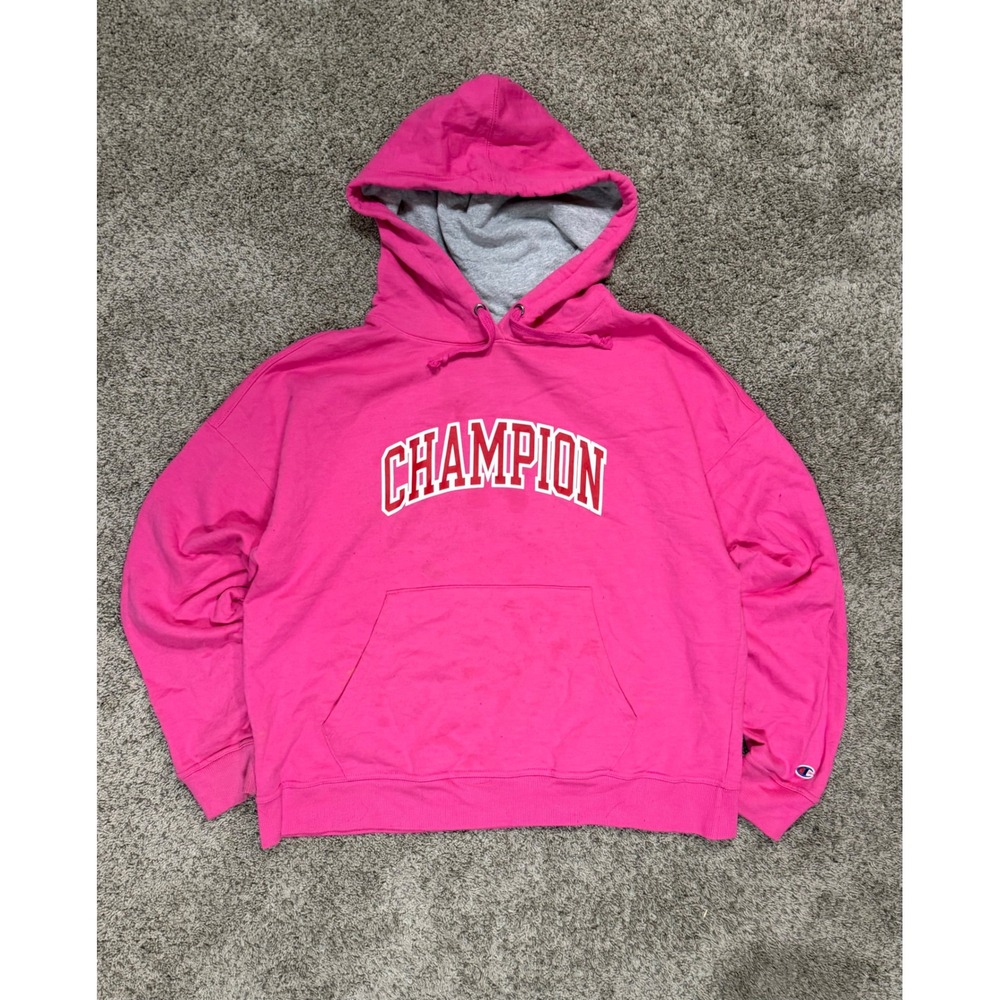 Champion Authentic Athleticwear Hot Pink Pullover Hoodie XL AW966H Arched Logo